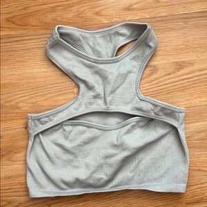 SHEIN Light Gray Ribbed Sports Bra